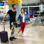 Flávia Viana e Marcelo Zangrandi no Aeroporto de Guarulhos