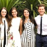 Isabelle Drummond com Camila Queiroz e Klebber Toledo no casamento