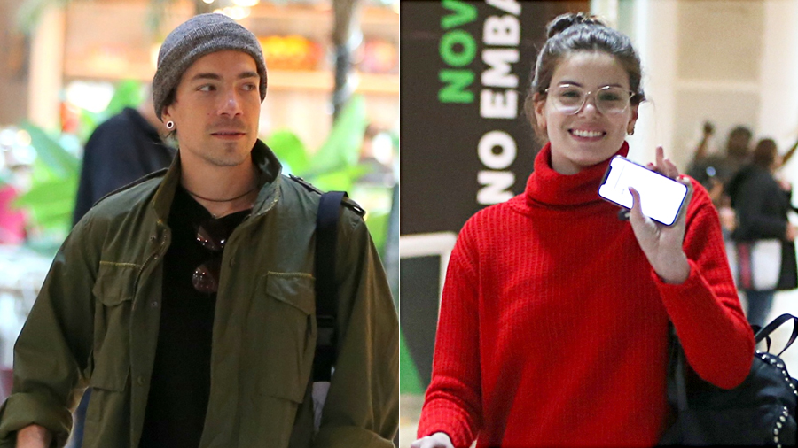 Di Ferrero e Camila Queiroz em aeroporto do Rio de Janeiro