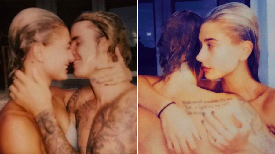 Justin Bieber e Hailey Baldwin se beijando