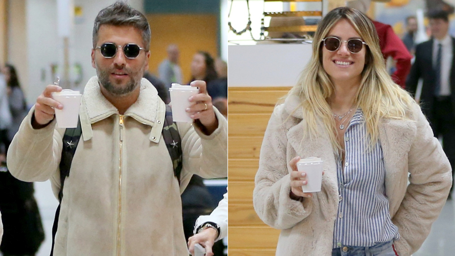 Bruno Gagliasso e Giovanna Ewbank em aeroporto