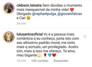 Lulu Santos e o noivo trocam mensagens publicamente