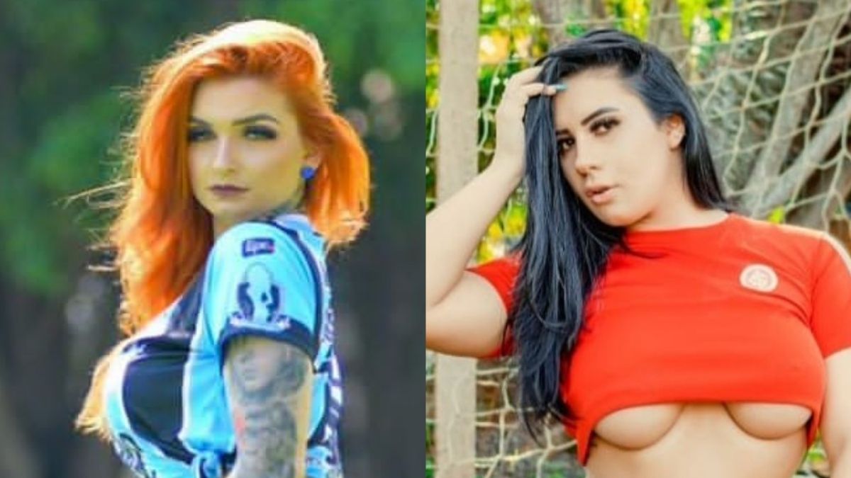 Musas do Grêmio e do Internacional mostram o bumbum no meio do campo de futebol: “Que grenal hein”