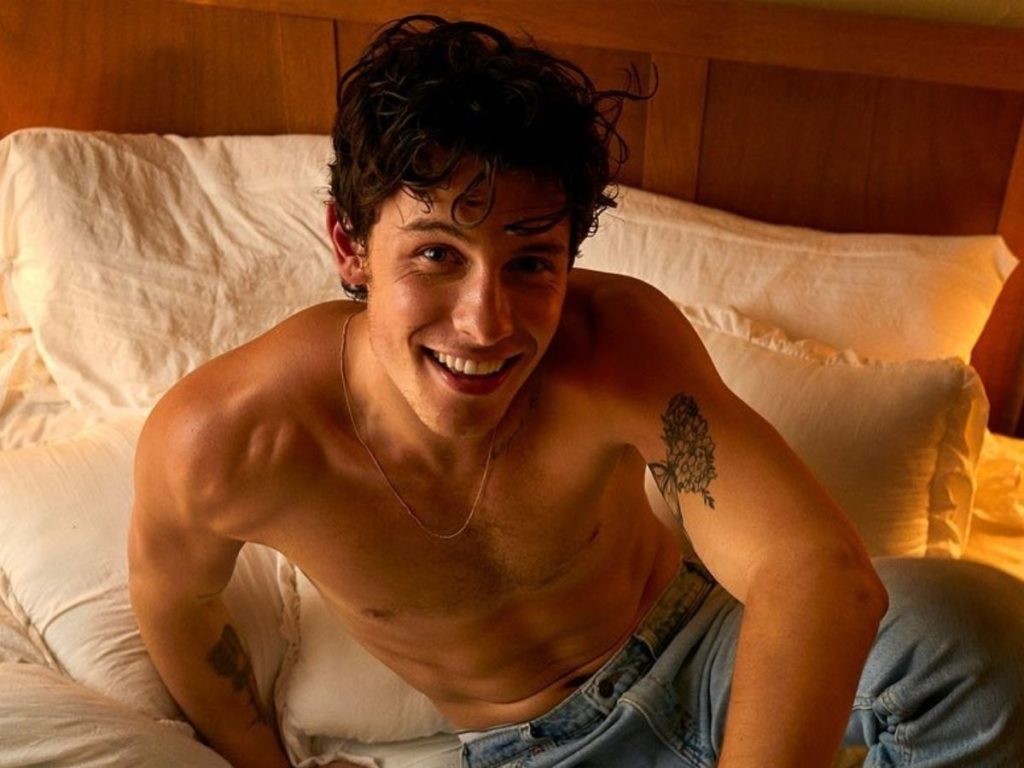 Shawn Mendes surge sem camisa e com short molhado em fotos