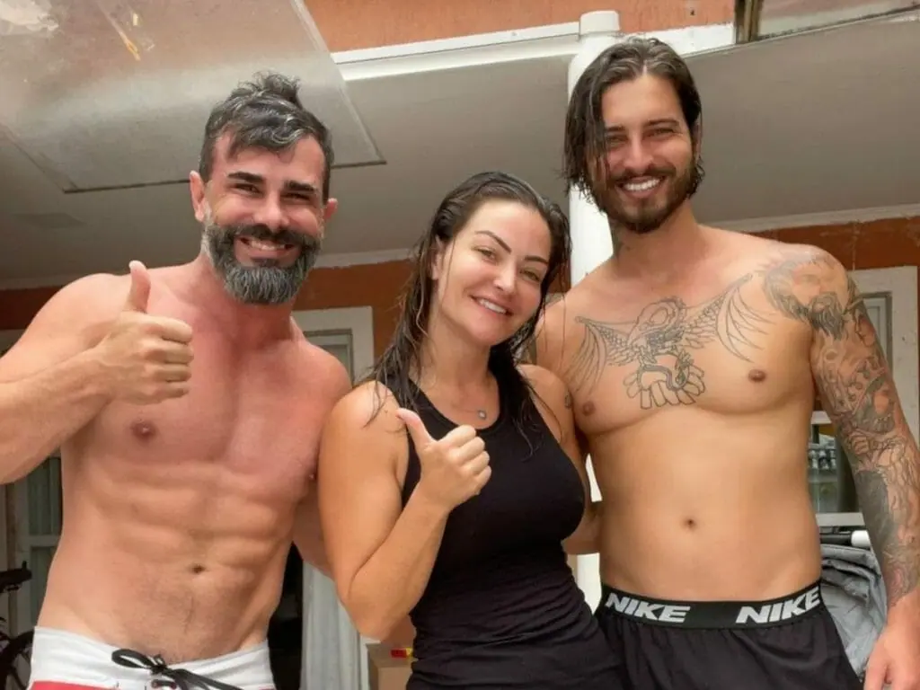 Laura Keller com o ex-marido, Jorge Souza,e o atual namorado, Gustavo Saad