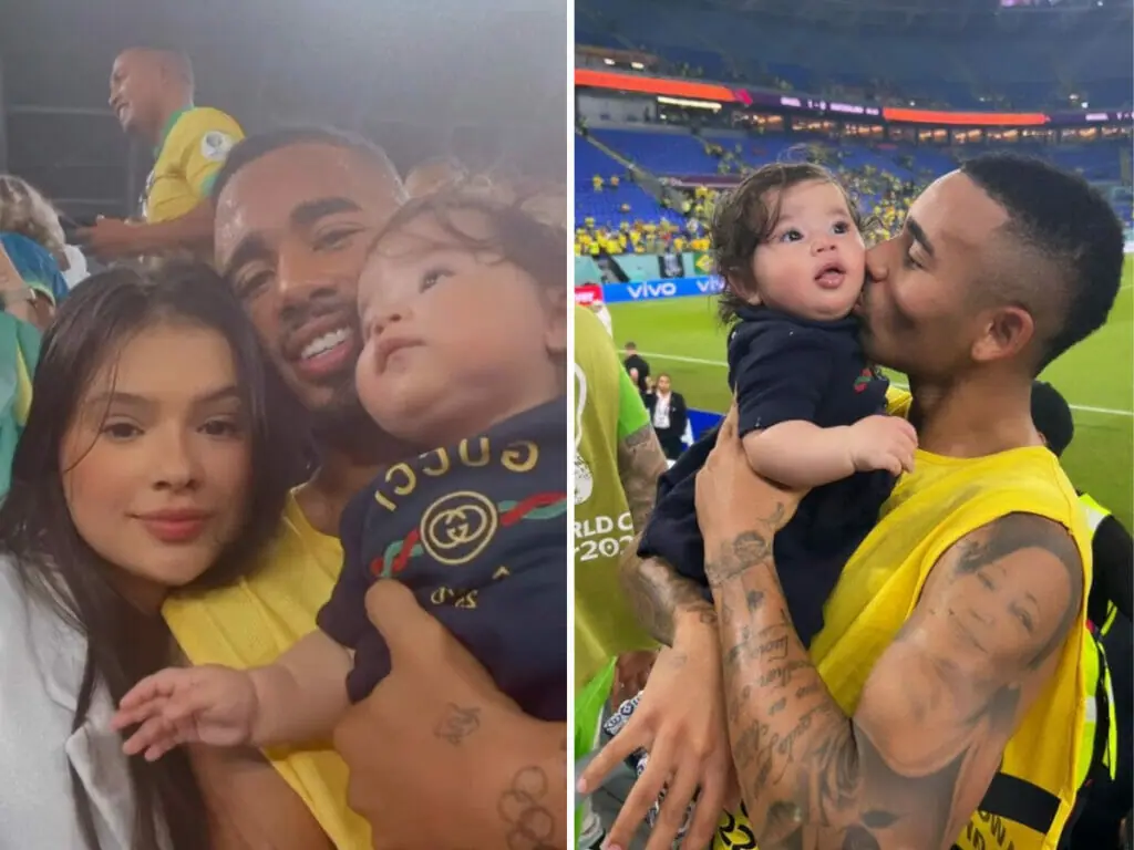 Gabriel Jesus com Raiane Lima e a filha