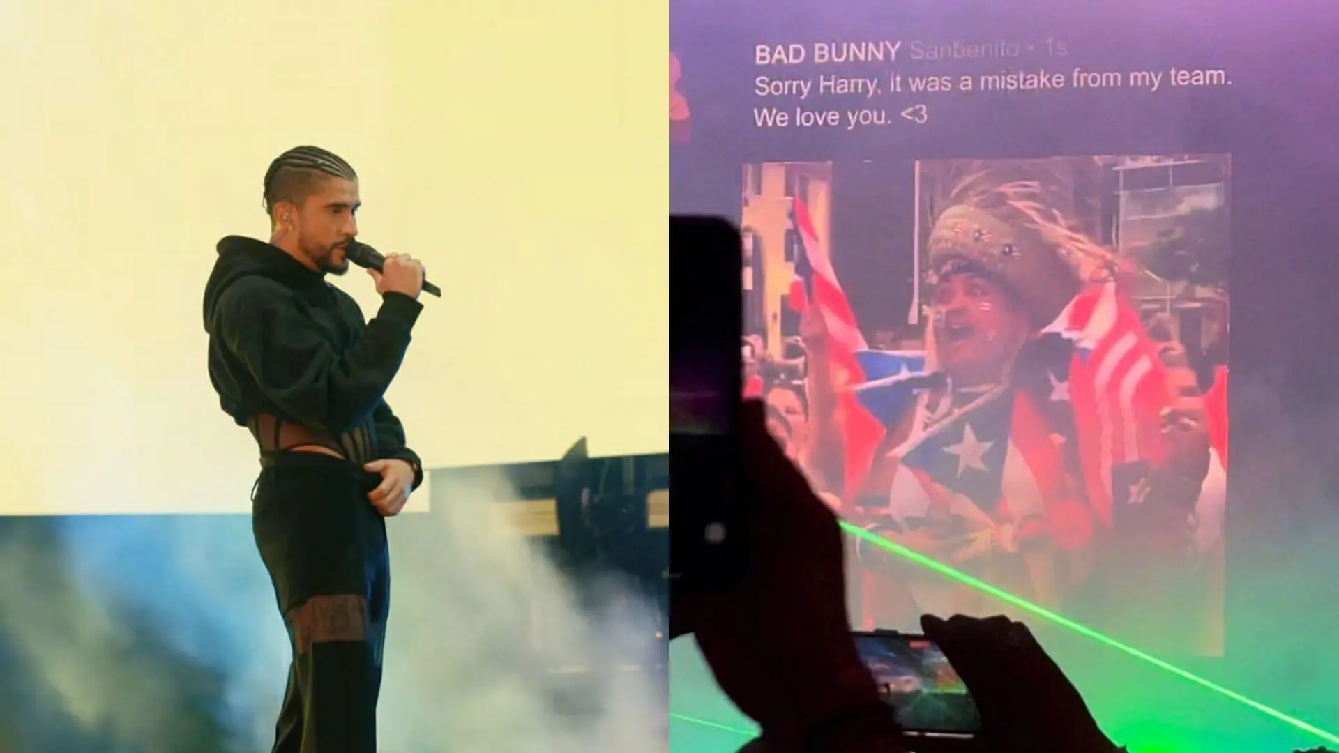 Bad Bunny se desculpa com Harry Styles (Reprodução: Bad Bunny Brasil)