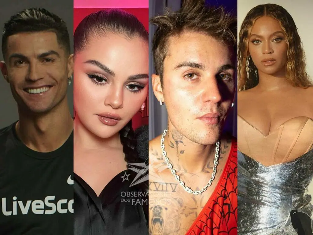 Cristiano Ronaldo, Selena Gomez, Justin Bieber e Beyoncé