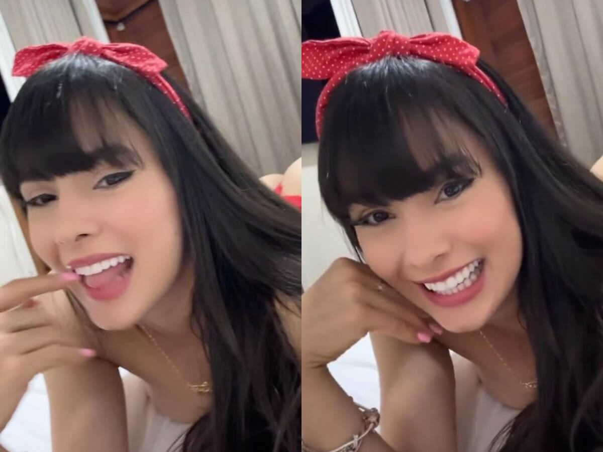 Juliana Bonde empina de fio-dental vermelho e faz clima esquentar na web: “Vai ficar só na mão”