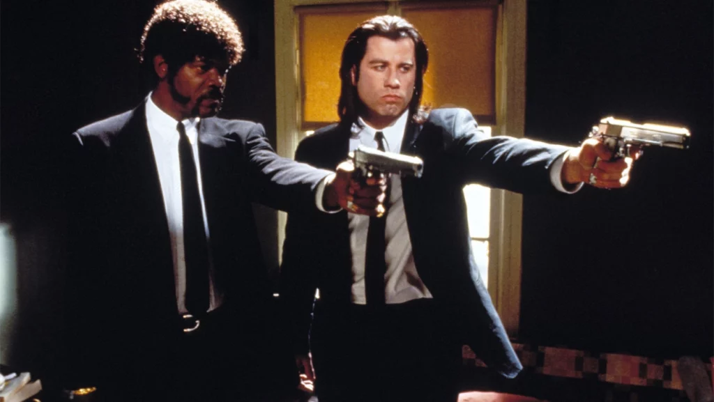 Samuel L Jackson e John Travolta numa cena de Pulp Fiction Tempo de Violência