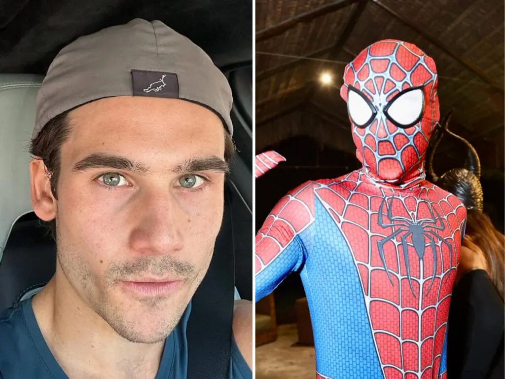 Nicolas Prattes se fantasia de 'Homem-Aranha'