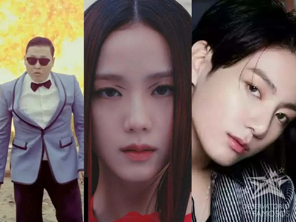 Psy, Jisoo, do BLACKPINK, e Jungkook, do BTS