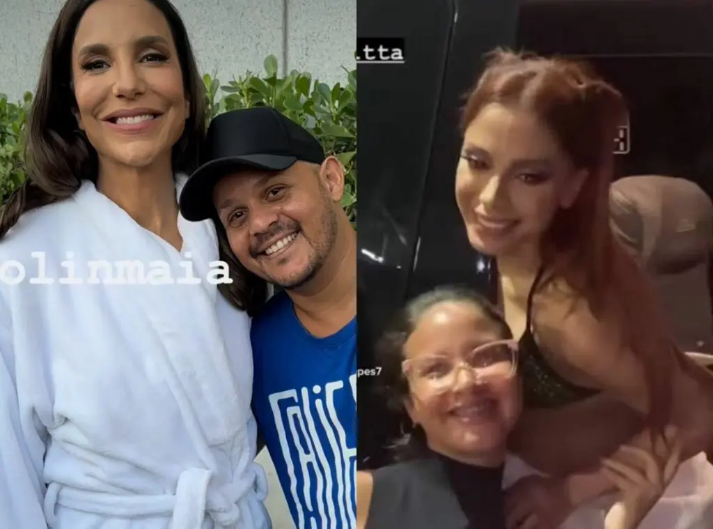 Ivete Sangalo e Anitt fotografando com fãs