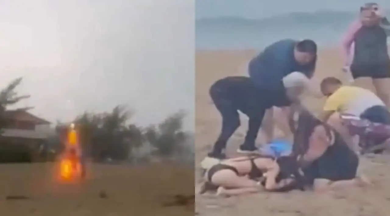 VÍDEO: Três crianças são atingidas por raio em praia durante forte temporal