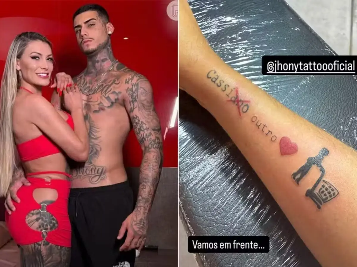 Após rompimento e polêmica com Luiza Ambiel, Andressa Urach muda tattoo feita com 1 dia de namoro