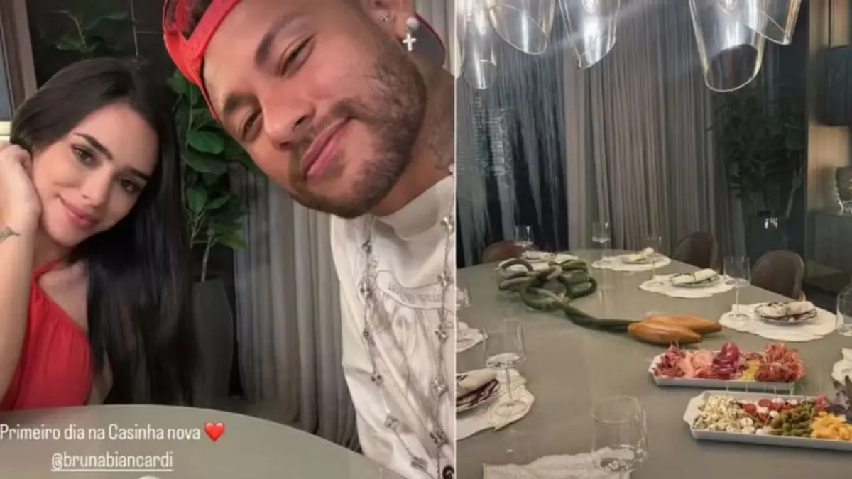 Neymar e Bruna Biancardi mostram detalhes da primeira noite na nova mansão em Santos