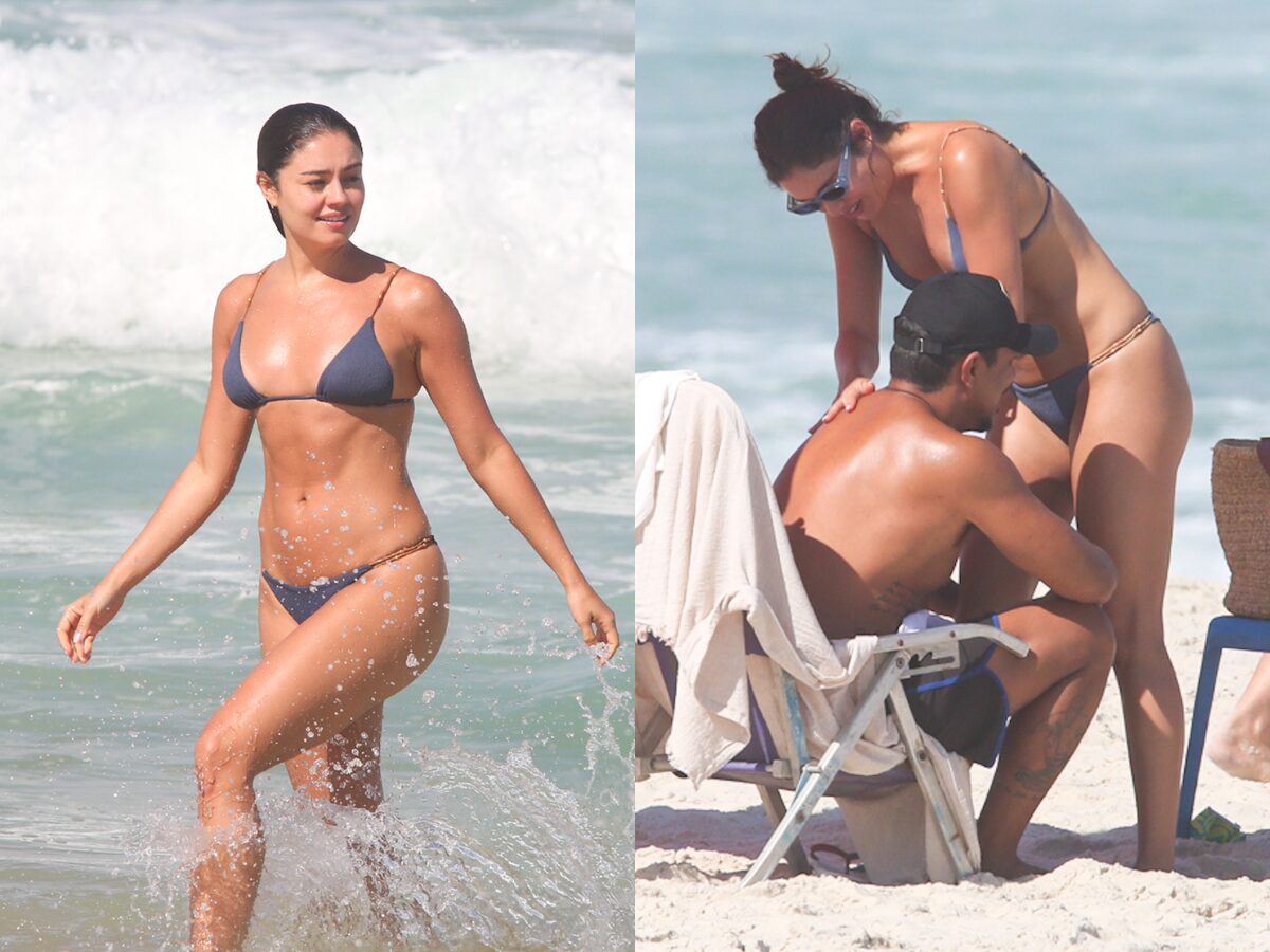 Sophie Charlotte curte clima ensolarado na praia com Xamã